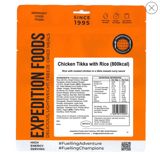 CHICKEN TIKKA WITH RICE | FREEZE-DRIED MEAL 800kcal